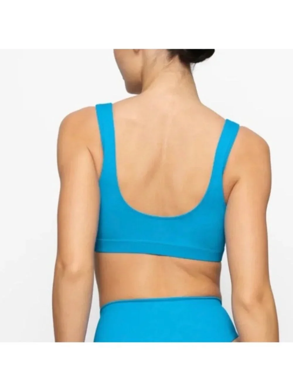 SKIMS Recycled Swim Tank Bikini Top + Mid Waist Bottom Turqouise Blue Small